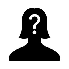 Unknown female user or secret identity flat vector icon for apps and websites