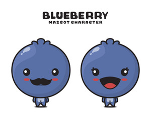 cute blueberry mascot, fruit vector illustration