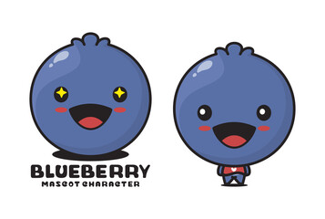 cute blueberry mascot, fruit vector illustration