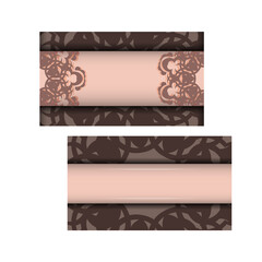Fototapeta premium Leaflet in pink color with luxurious ornaments for your design.