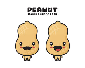 peanut cartoon mascot, isolated on white background