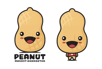 Fototapeta premium peanut cartoon mascot, isolated on white background