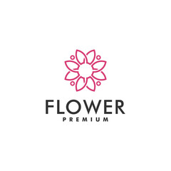 Flower logo design linear style vector icon logotype