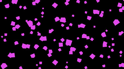 black abstract background with pink squares. geometric black background with chaotic bright pink magenta cubes
