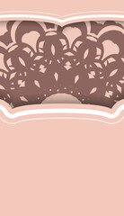 Greeting card in pink color with luxurious ornaments for your design.