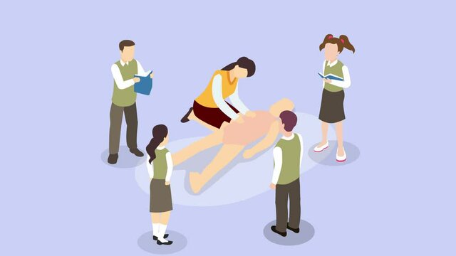 Female trainer doing first aid training class