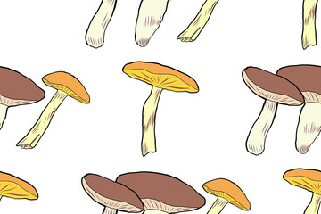 Seamless Pattern of Mushroom Vector - Design 2