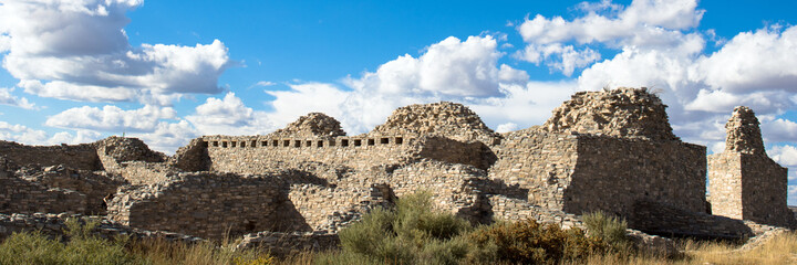 Fototapeta na wymiar Wide panorama of Gran Quivira Mission at Salinas Pueblo Missions National Monument in New Mexico