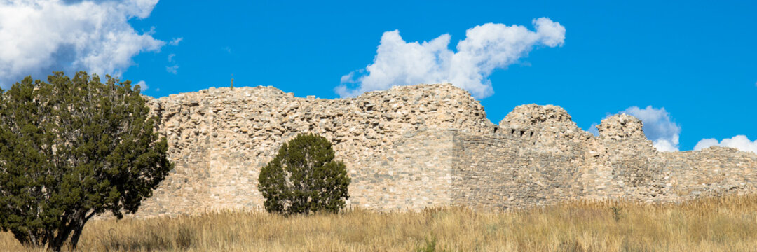 Panorama of Gran Quivira Mission at Salinas Pueblo Missions National Monument in New Mexico