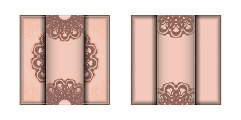 Greeting card in pink color with a Greek pattern for your congratulations.