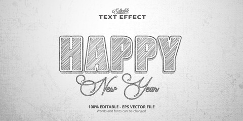 Sketch style editable text effect, Happy New Year text