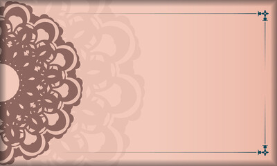 Pink greeting card with Indian pattern for your brand.