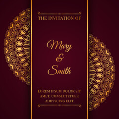 Elegant wedding invitation card design with mandala