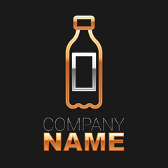 Line Bottle of water icon isolated on black background. Soda aqua drink sign. Colorful outline concept. Vector