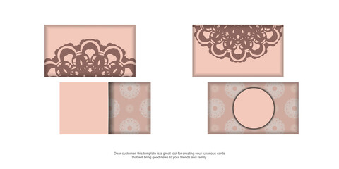 Congratulatory Brochure in pink with mandala pattern prepared for typography.