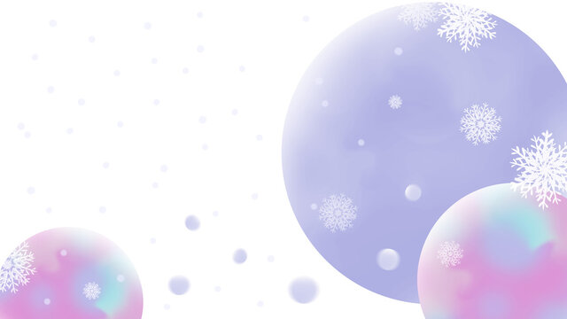 雪の結晶と宙に浮く球体、冬のイメージのバックグラウンド