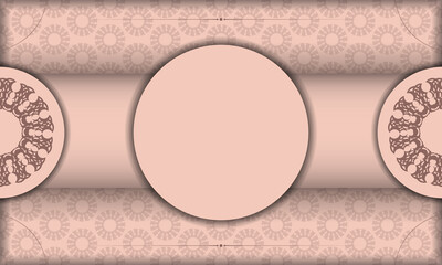 Congratulatory Leaflet in pink color with a mandala pattern prepared for printing.