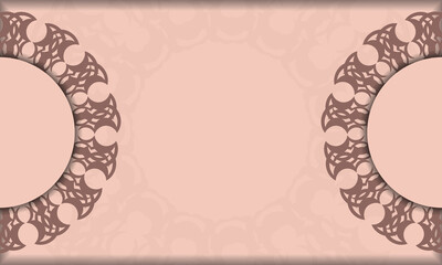 Congratulatory leaflet in pink color with mandala ornament prepared for printing.