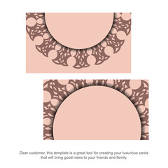 Greeting Leaflet pink with Greek ornaments for your congratulations.