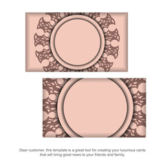 Greeting leaflet pink with Greek ornaments for your design.