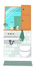 Simple bathroom design, sink and toilet vector