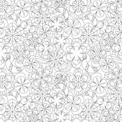 Seamless coloring with a floral pattern on a white background