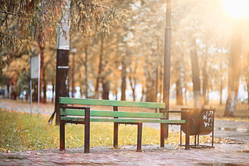 Autumn rain in the park