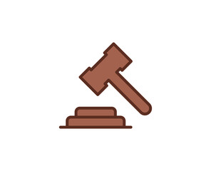 Judge hammer line icon on white background
