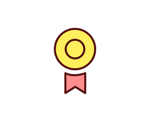 Medal flat icon. Thin line signs for design logo, visit card, etc. Single high-quality outline symbol for web design or mobile app. Marketing outline pictogram.
