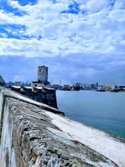 castle on the shore of the river