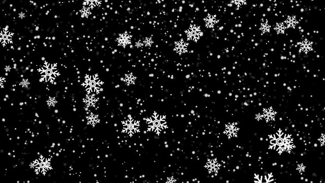 Alpha channel file,  Seamless loop snowing sphere snow and snowflakes motion background