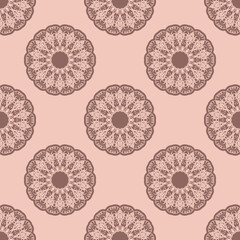 Seamless pink pattern with vintage ornament.