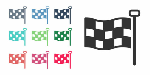 Black Checkered flag icon isolated on white background. Racing flag. Set icons colorful. Vector