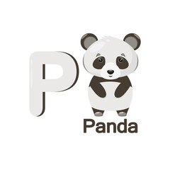 Cute panda in cartoon style. Children's alphabet.
