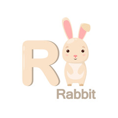 Cute rabbit in cartoon style. Children's alphabet.
