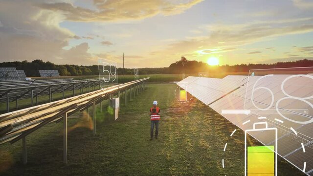 Test of photovoltaic system energy performance and efficiency analysis - 3d render