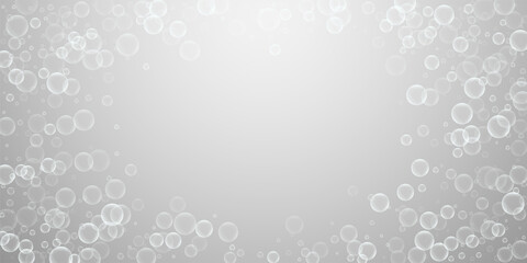 Random soap bubbles abstract background. Blowing b