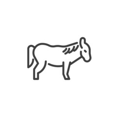Donkey animal line icon