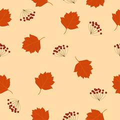 Vector seamless patern with autumn leaves. Autumn background