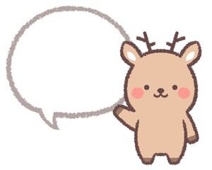 案内するトナカイの線画吹き出し