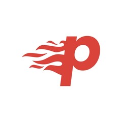 p letter lowercase fire flame hot logo vector icon illustration