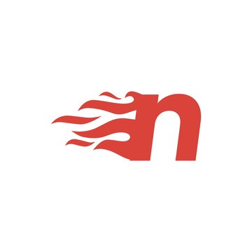 n letter lowercase fire flame hot logo vector icon illustration
