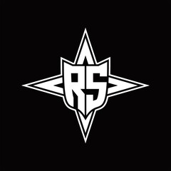 RS Logo monogram with four direction arrows design template