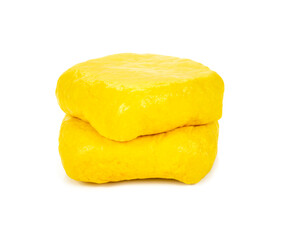 yellow tofu isolated on white background. . sh yellow tofu isolated on white background