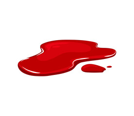 Blood spill on a white isolated background. Red paint puddle. Vector cartoon illustration