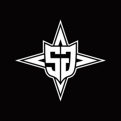 SG Logo monogram with four direction arrows design template
