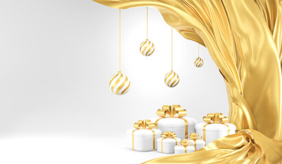 Christmas gift giving concept. Happy new year, Shopping online, 3d rendering.