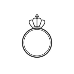 text frame with crown isolated on white background. Royal, luxury, vip, first class sign.