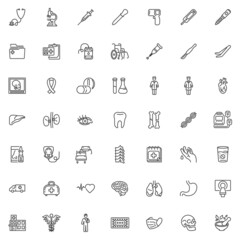 Healthcare and medical line icons set