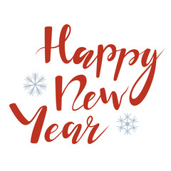 Happy New Year, handwritten inscription. Vector illustration isolated on a white background